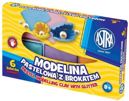 Modelína ASTRA teplem tvrditelná 6 barev PASTEL GLITTER