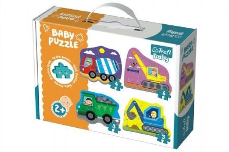 Puzzle baby Stavební Auta 4ks v krabici 27x19x6cm 24m+