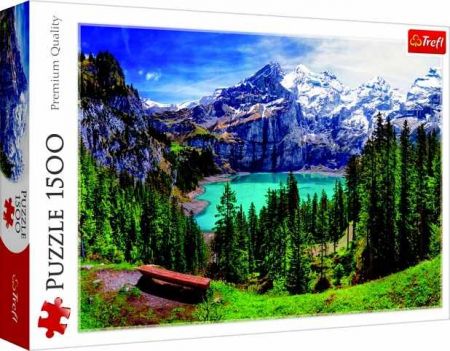 Puzzle Jezero Oeschinen Alpy, Švýcarsko 1500 dílků