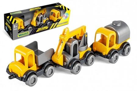 Auto stavební Kid Cars 3ks plast 10cm v krabičce 30x8x10cm 12m+ Wader