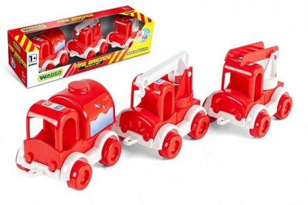 Auto hasiči Kid Cars 3ks plast 10cm v krabičce 30x8x10cm 12m+ Wader