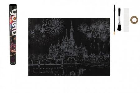 Škrabací obrázek barevný Disneyland 75x52cm v tubě 6x54cm