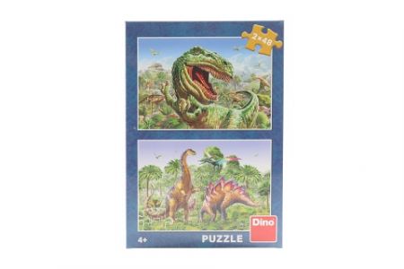 Puzzle Souboj dinosaurů 2x48 dílků