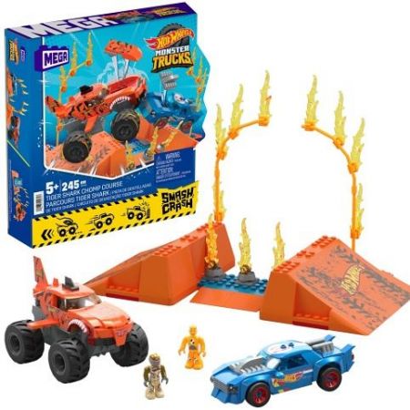 MEGA CONSTRUX HOT WHEELS MONSTER TRUCKS SRÁŽKA S TIGER SHARK