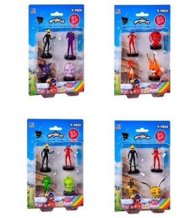 Miraculous: Beruška a černý kocour- razítka 4 ks figurka Ast.