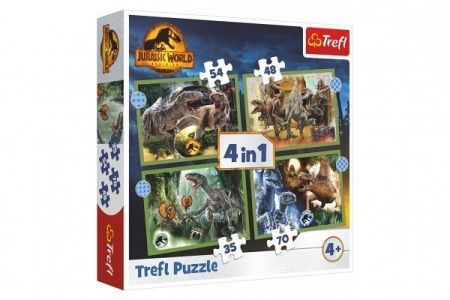 Puzzle 4v1 Hrozní dinosauři/Jurassic World v krabici 28x28x6cm