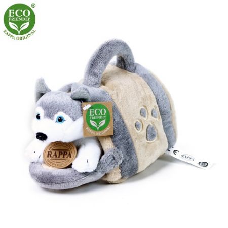 Plyšový pes husky 13 cm s přepravkou ECO-FRIENDLY