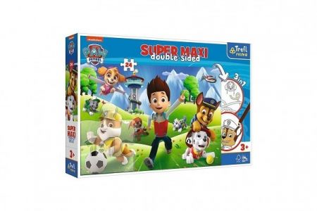 Puzzle 3v1 maxi oboustranné 24 dílků Dobrodružství Tlapkové patroly/Paw Patrol 60x40cm