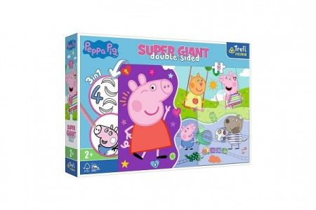 Puzzle 3v1 GIANT oboustranné 15 dílků Prasátko Peppa/Peppa Pig 60x40cm v krabici 40x27x6cm