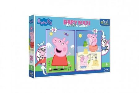 Puzzle 4v1 maxi oboustranné 2x10 dílků Peppa má dobrý den/Peppa Pig 30x40cm v krabici