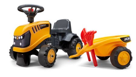 FALK Odrážedlo 215C Baby JCB žlutý s vlečkou a lopatkou s hraběčkami