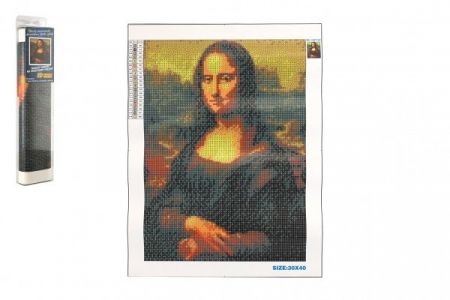 Diamantový obrázek Mona Lisa 40x30cm s doplňky v blistru 7x33x3cm