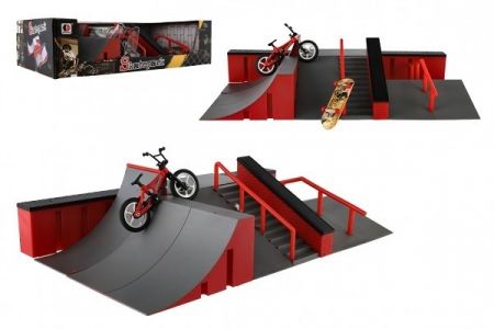 Skatepark - rampy,kolo prstové,skateboard prstový plast v krabici 44x12x25cm