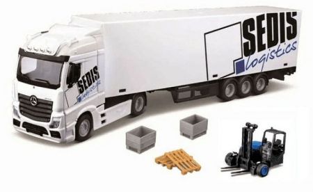 Bburago 1:43 MB Actros SEDIS Logistika s vysokozdvižným vozíkem a příslušenstvím