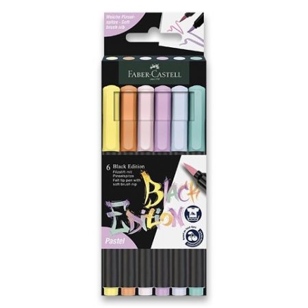 Fixy Faber-Castell Black Edition Brush 6 barev, pastel