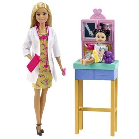 BARBIE POVOLÁNÍ HERNÍ SET S PANENKOU - DOKTORKA BLONDÝNKA V ŠATECH