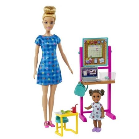 BARBIE POVOLÁNÍ HERNÍ SET S PANENKOU - UČITELKA V MODRÝCH ŠATECH