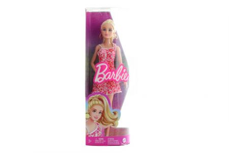 Barbie Modelka - růžové květinové šaty HJT02