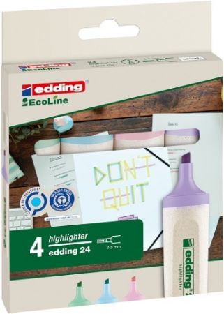 Zvýrazňovač EDDING 24 EcoLine, sada 4 ks, pastel