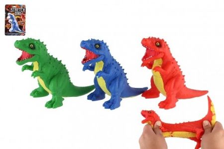 Dinosaurus natahovací antistresový silikon 18cm 3 barvy na kartě