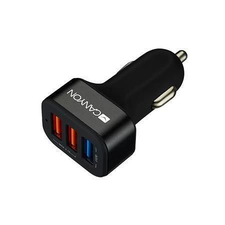 Nabíječka do auta &quot;C-07&quot;, 3x USB, QC 3.0, 2,1A, CANYON CNE-CCA07B