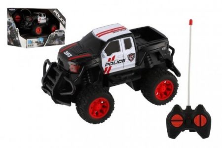 Auto RC policie terénní pick up plast 16cm na baterie v krabici 19x14x13cm