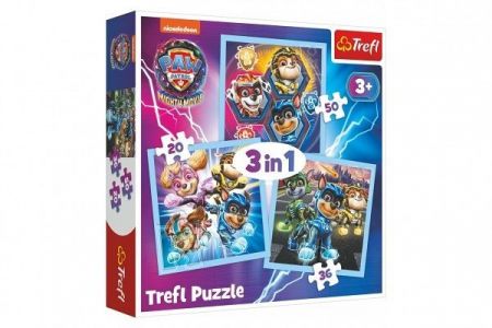 Puzzle 3v1 Mocná štěňata Tlapková patrola/Paw Patrol 20x19,5cm v krabici 28x28x6cm