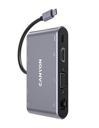 USB-HUB &quot;DS-14&quot;, USB-C/USB 3.0/HDMI/VGA/Ethernet/audio, CANYON CNS-TDS14