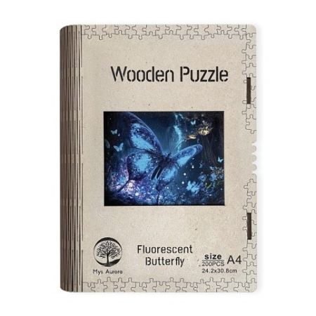 Wooden puzzle Fluorescent Butterfly A4