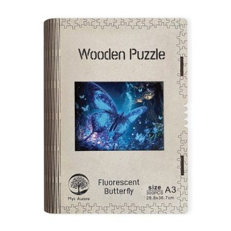 Wooden puzzle Fluorescent Butterfly A3