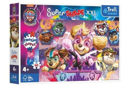 Puzzle Šťastní psi 60 XXL Super Shape Tlapková patrola/Paw Patrol 60x40cm v krabici 33x23x