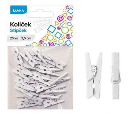 Kolíček 2,5 cm bílý, 25ks LUMA