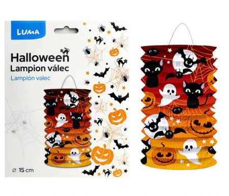 Lampion 15cm válec HALLOWEEN strašidla LUMA