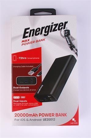 Power banka &quot;MAX Power&quot;, 2x USB-A, 20000 mAh, 10,5W, ENERGIZER UE20012