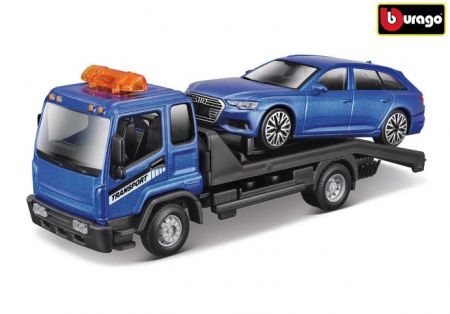 Bburago 1:43 STR FIRE Flatbed Tow Truck, w/Audi A6 Avant