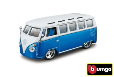 Bburago 1:32 Plus Volkswagen Van Samba Blue/White