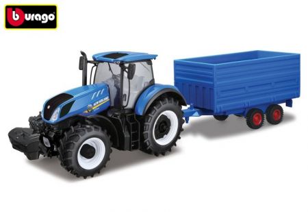 Bburago 1:32 Farm Traktor New Holland s vlečkou na seno