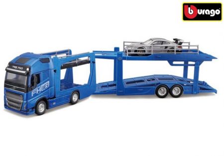 Bburago 1:43 STR FIRE Multicar Carrier - Volvo FH16 w/Porsche 911 GT2 RS