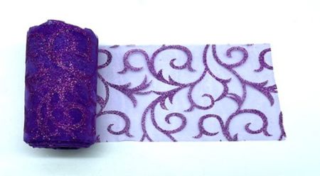 Organza 12cm/10ypurple  glitrovaná brokát