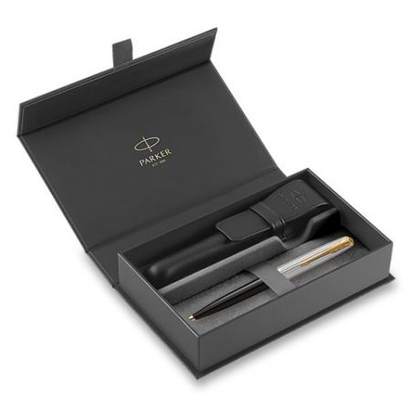 Parker 51 Premium Black GT kuličkové pero, dárková kazeta s koženým pouzdrem