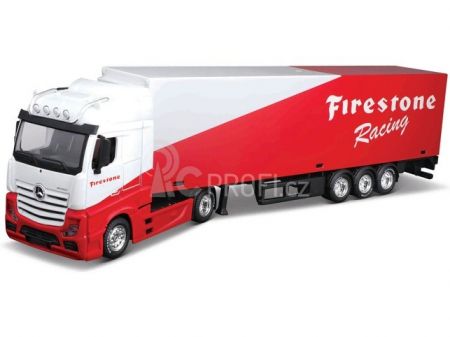 Bburago 1:43 Truck with trailer MB Actros Gigaspace Firestone