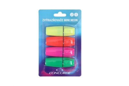 Sada zvýrazňovačů CONCORDE Mini Neon, 4ks blistr