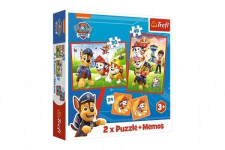 Puzzle 2v1 + pexeso Psí tým Tlapková patrola/Paw Patrol 27,5x20,5cm v krabici 28x28x6cm