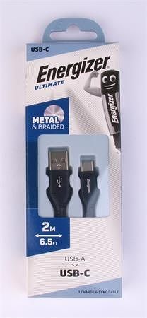 USB kabel, černá, USB-A - USB-C, 2 m, ENERGIZER 3492548231805