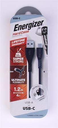 USB kabel, černá, USB-A - USB-C, 1,2 m, extra odolný, ENERGIZER 3492548223763