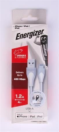 USB kabel, bílá, USB-A - Lightning (Apple), 1,2 m, ENERGIZER, 3492548231355