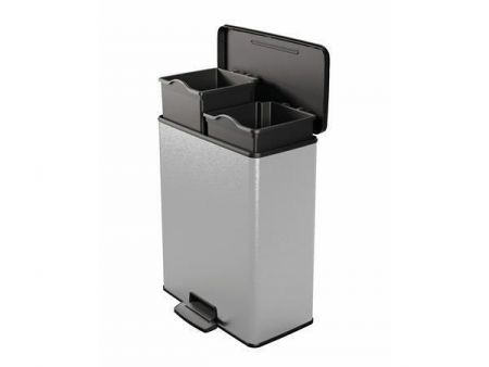 Odpadkový koš &quot;Deco Bin Duo&quot;, černá-stříbrná, pedálový, 2x 26 l, CURVER 251002