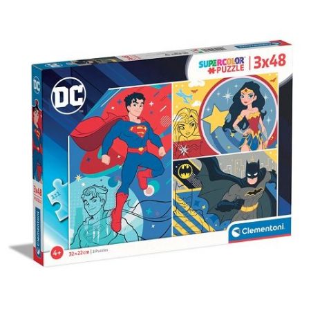 Clementoni - Puzzle 3x48 DC Comics