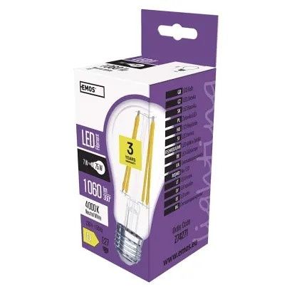 EMOS LED žárovka Filament A60 / E27 / 7 W (75 W) / 1 060 lm / neutrální bílá