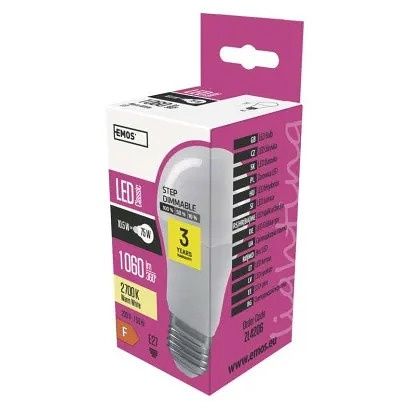 EMOS LED žárovka Classic A60 / E27 / 10,5 W (75 W) / 1 060 lm / teplá bílá / stmívatelná